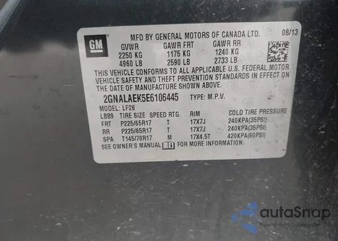 2014 Chevrolet Equinox Ls z USA, uszkodzony, nr VIN 2GNALAEK5E6106445